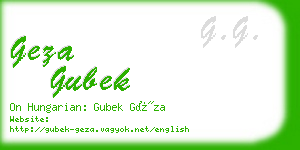 geza gubek business card